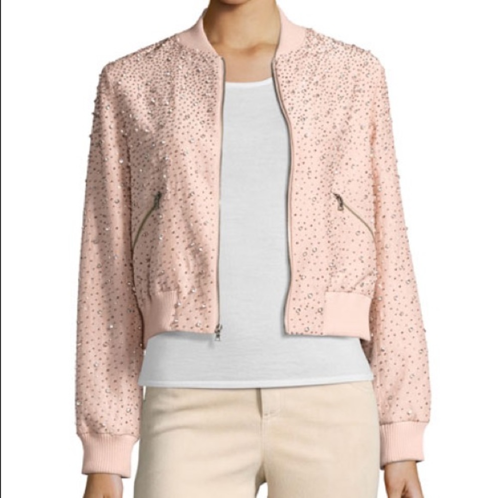 ALICE & OLIVIA DEMIA EMBELLISHED BOMBER JACKET